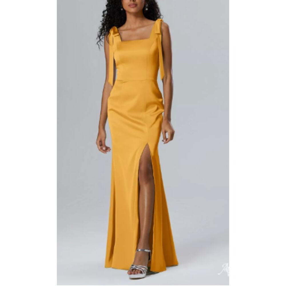 AW BRIDAL 2 XS mango yellow Natalie bridesmaid formal party maxi dress NEW b64